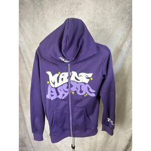 Unisex "Made Havoc Purple Y2K Zip-Up Hoodie, Size L Puff Print Streetwear